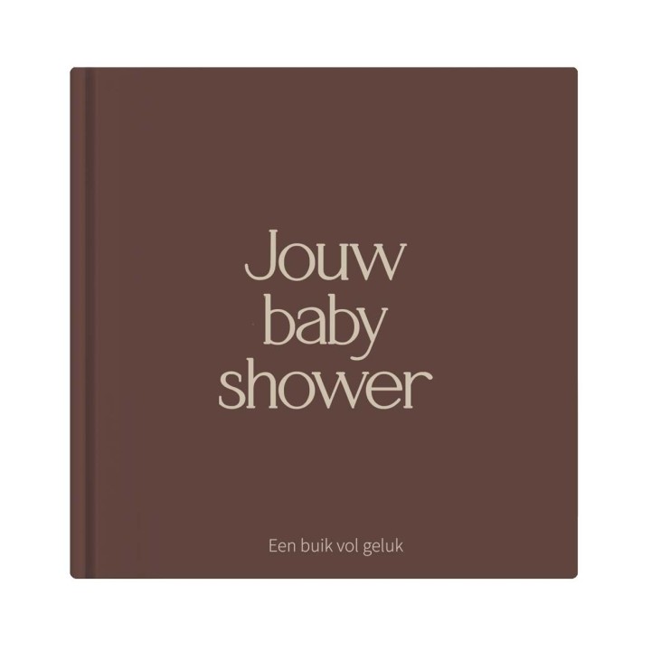 Babyshower boek bruin | Invulboek voor 25 gasten