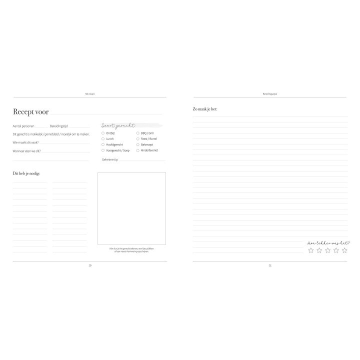 Recepten invulboek – Onze lievelingsrecepten | Writemoments