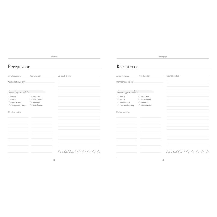 Recepten invulboek – Onze lievelingsrecepten | Writemoments
