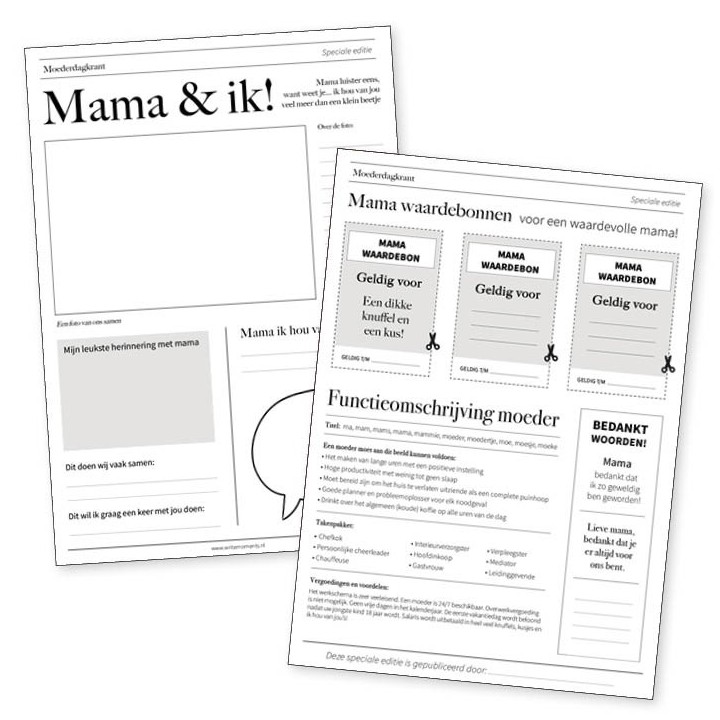 Printable Moederdagkrant!