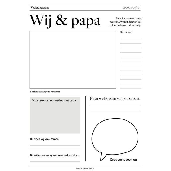 Vaderdagkrant voor meerdere kinderen | printable cadeau