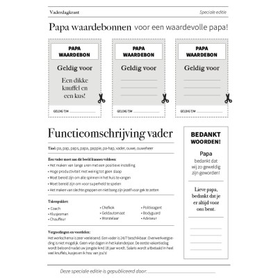 Vaderdagkrant voor meerdere kinderen | printable cadeau