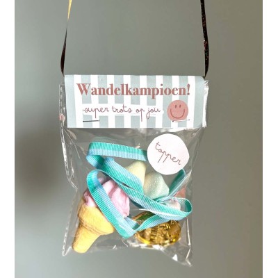 Avondvierdaagse traktatie labels printable | jongens