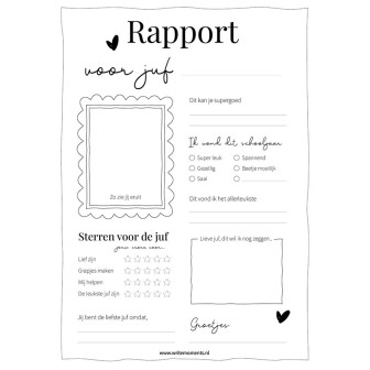 Juf rapport, het leukste kado voor de juf | Writemoments