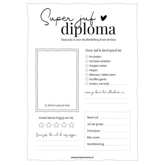 Juf diploma, het leukste cadeau voor de juf
