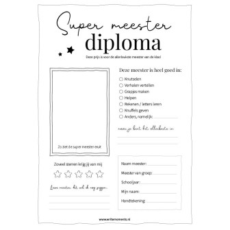 Meester diploma, het leukste cadeau voor de meester