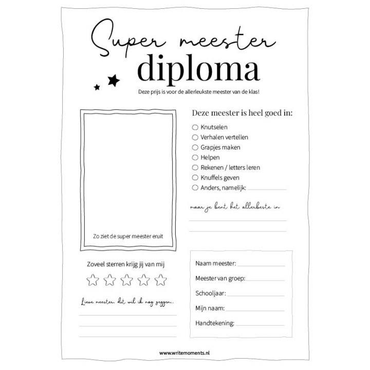 Meester diploma, het leukste cadeau voor de meester