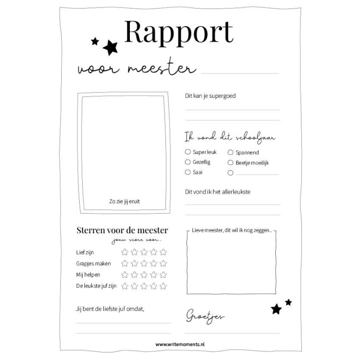 Meester rapport, het leukste kado voor de meester