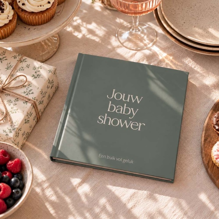 Babyshower boek groen | Invulboek voor 25 gasten