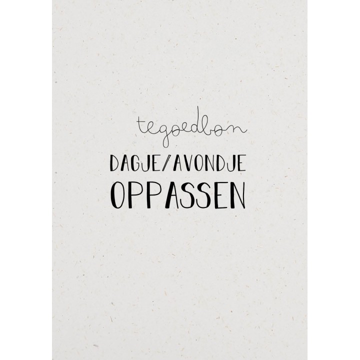 Cadeau kaart 'Dagje/avondje oppassen'