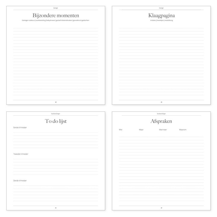 Zwangerschapsdagboek kopen? Linnen cover met madeliefjes