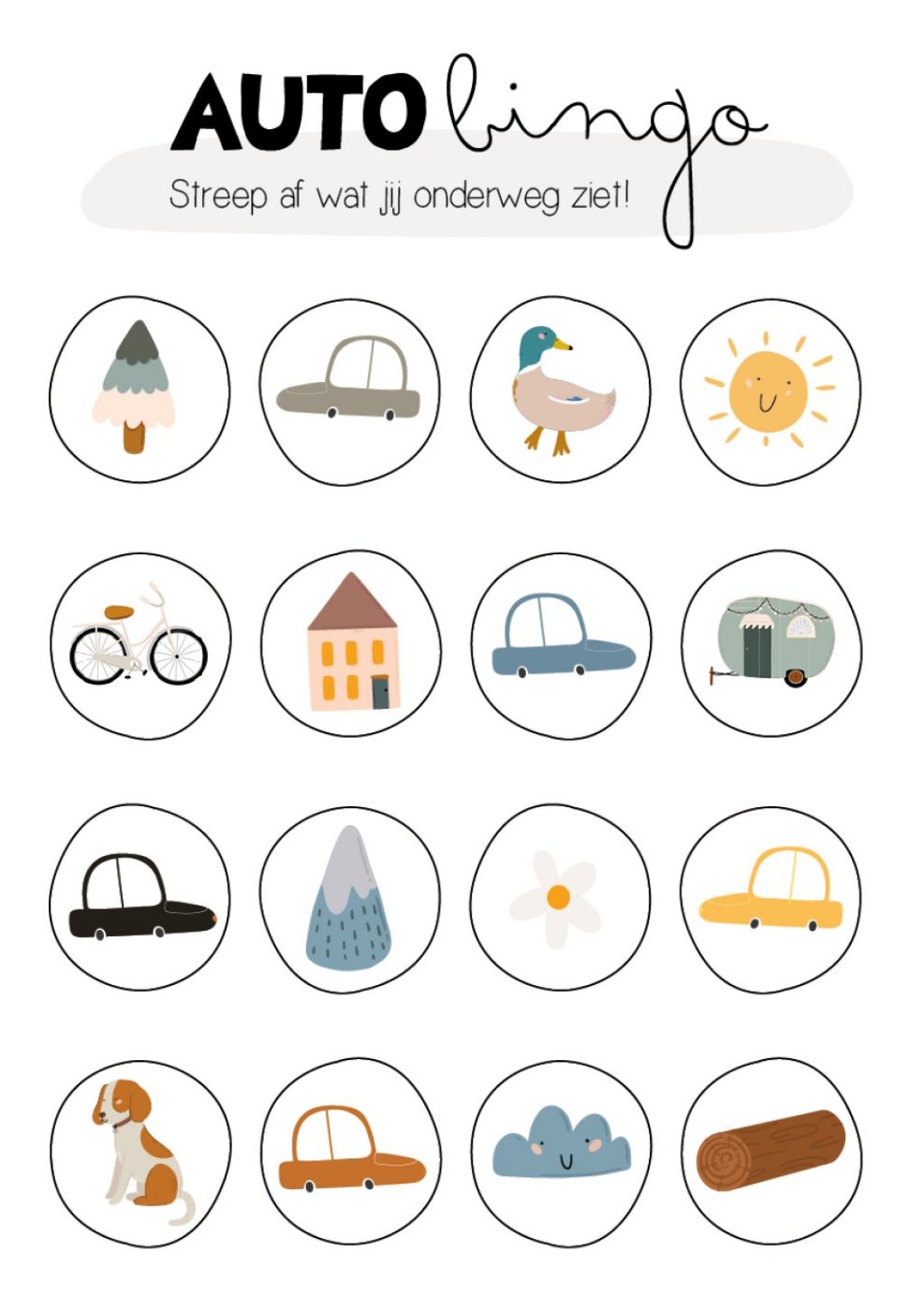Autobingo! Voor tijdens een lange autorit met kinderen